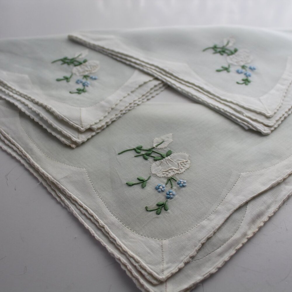 Vintage Sheer Embroidered Applicated Foral Ladies Han… - Gem